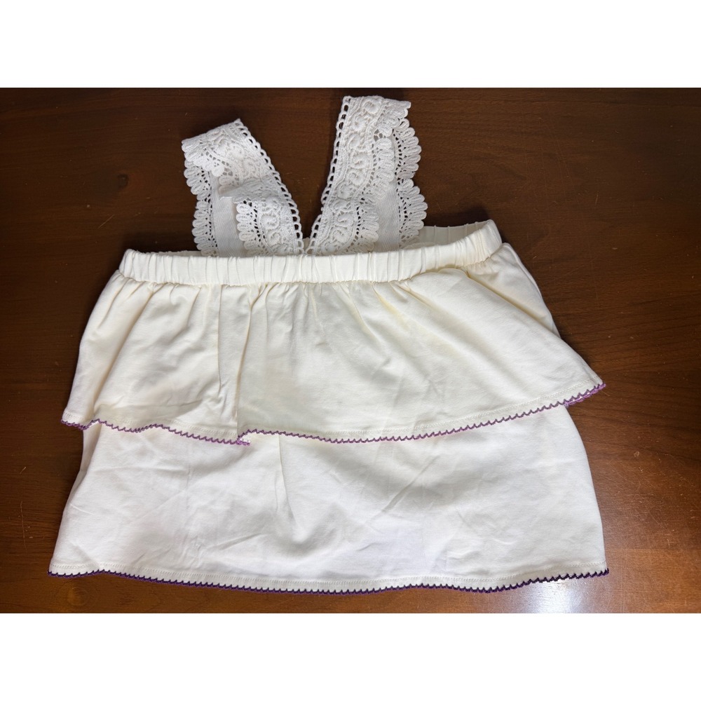 Matilda‎ Jane Tank Top Girls 6 Cream Constanza Tiered Lace Trim Ruffle Cotton